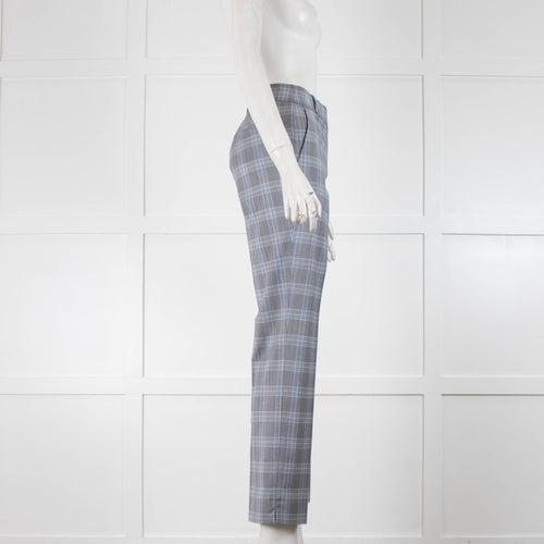 Theory Grey And Light Blue Check Trouser