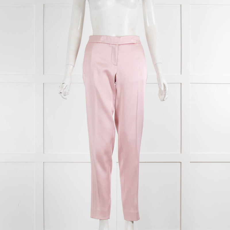 Amanda Wakeley Pink Pearly Satin Straight Leg Trousers