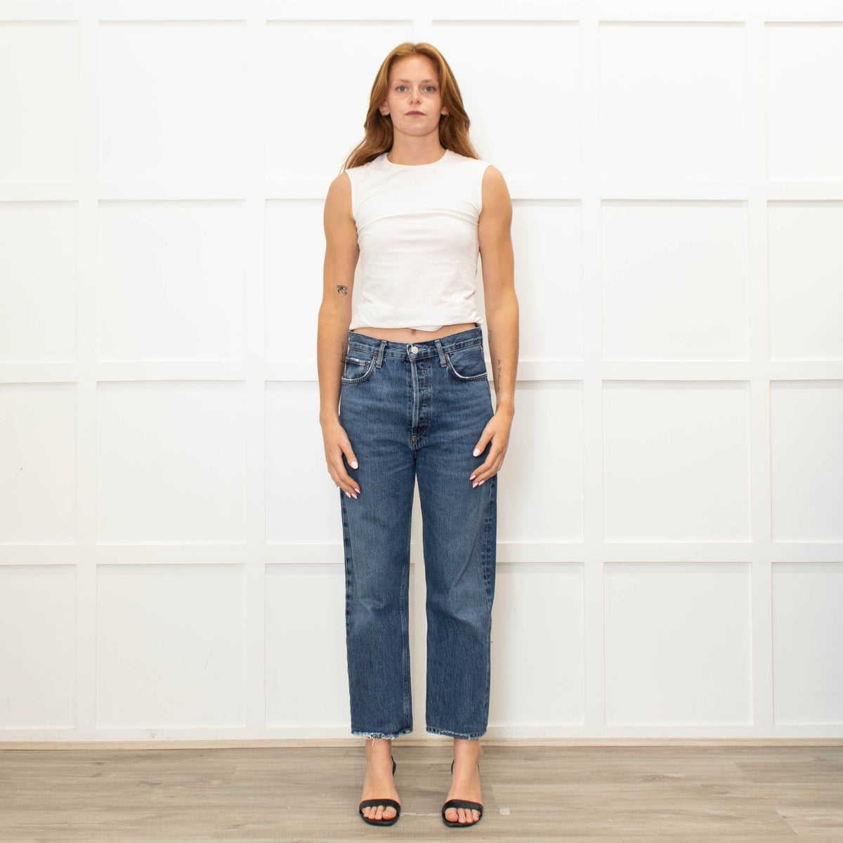 Agolde Blue High Waist Straight Leg Jeans