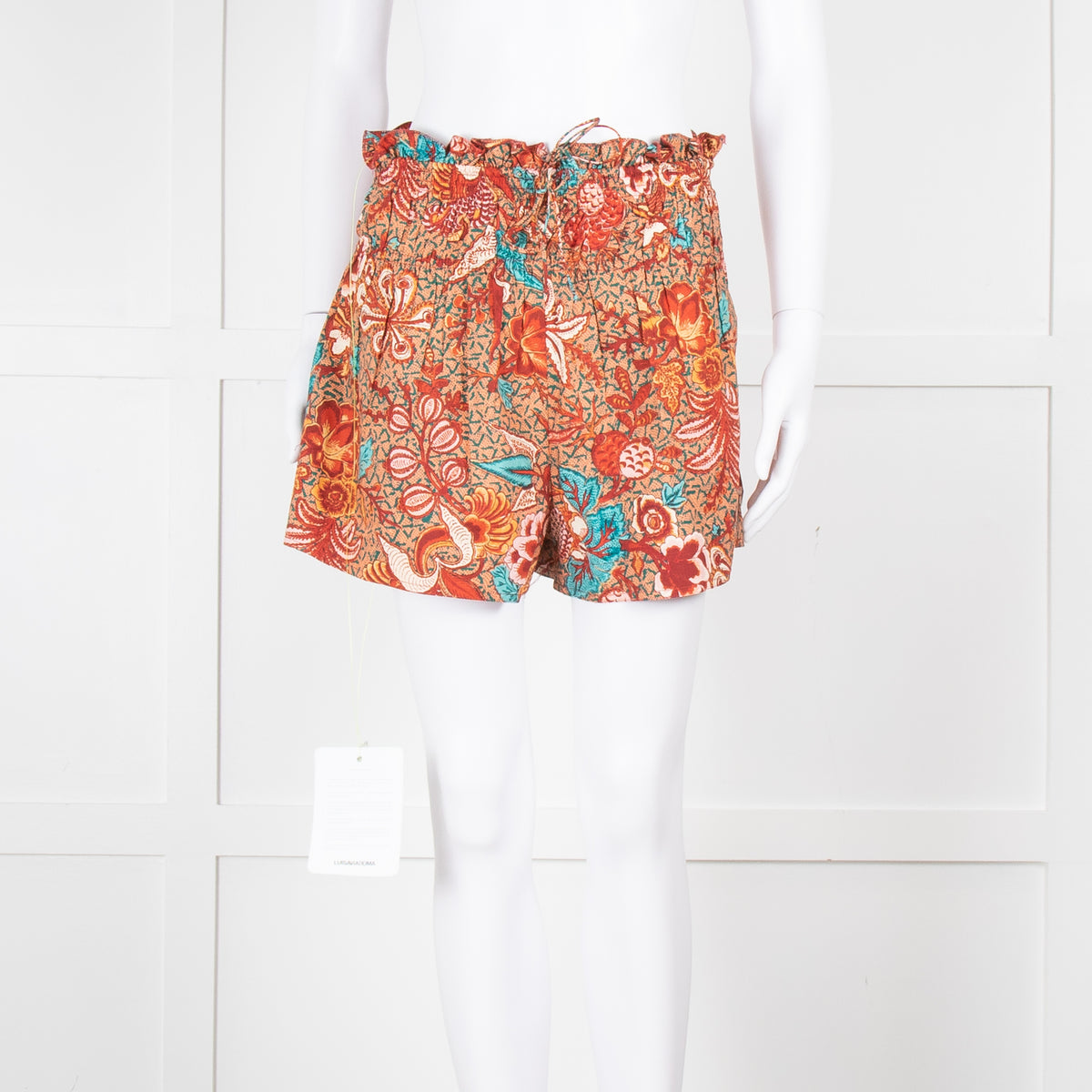 Ulla Johnson Rust Blue Floral Cotton Shorts