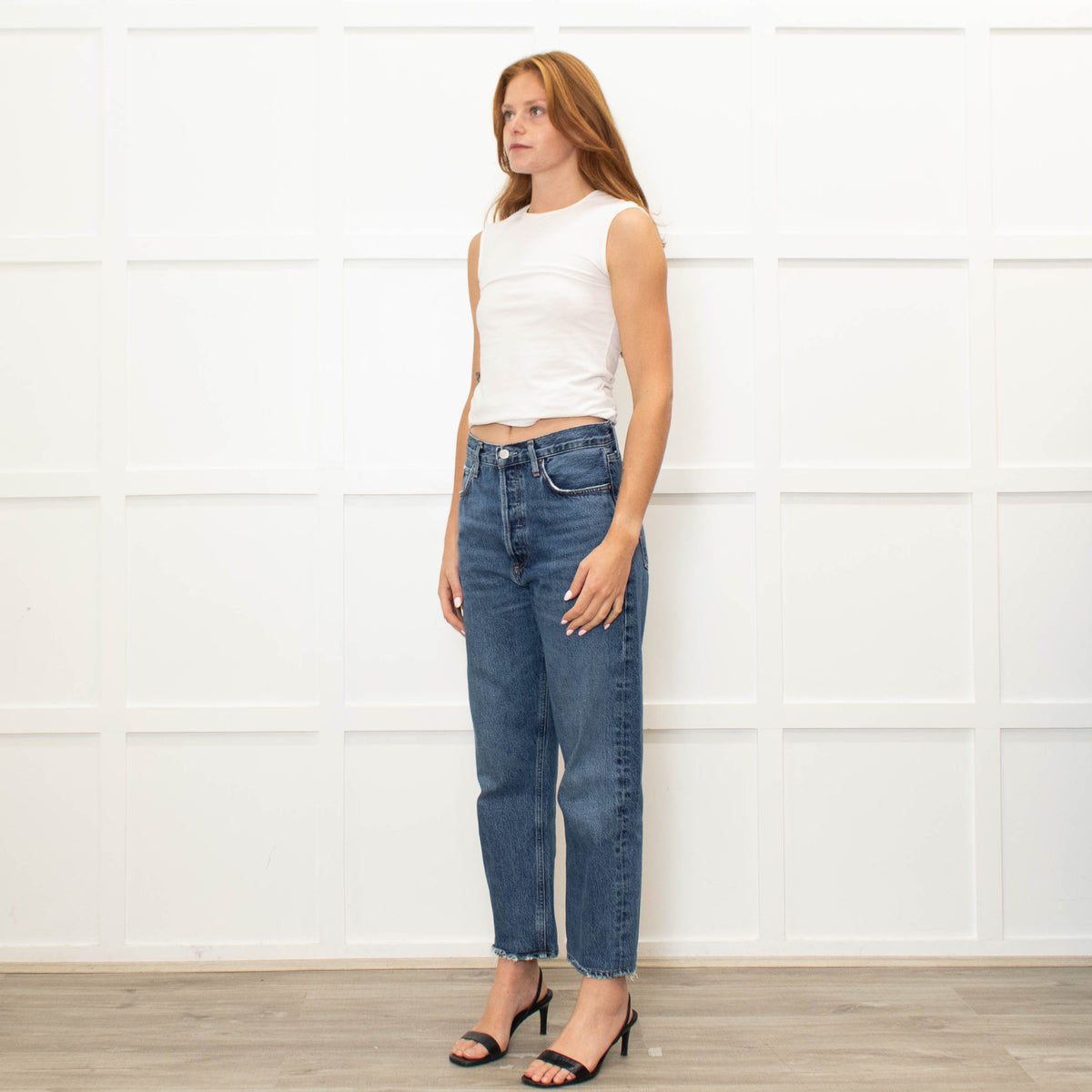 Agolde Blue High Waist Straight Leg Jeans