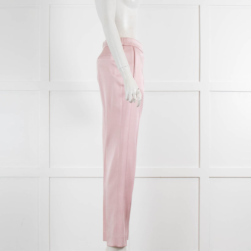 Amanda Wakeley Pink Pearly Satin Straight Leg Trousers