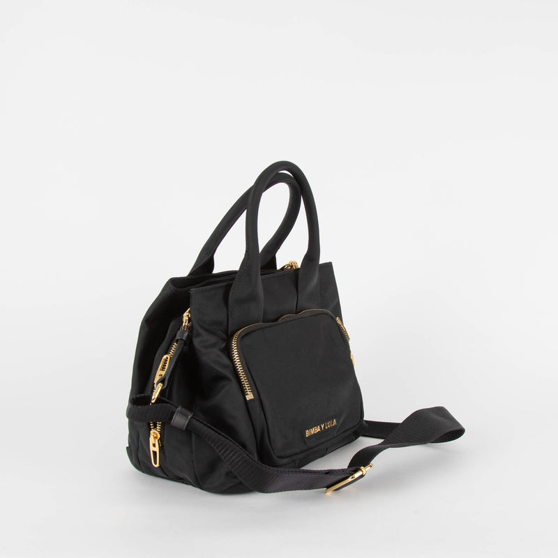 Bimba Y Lola Black Nylon Gold Hardware Pocket Bag