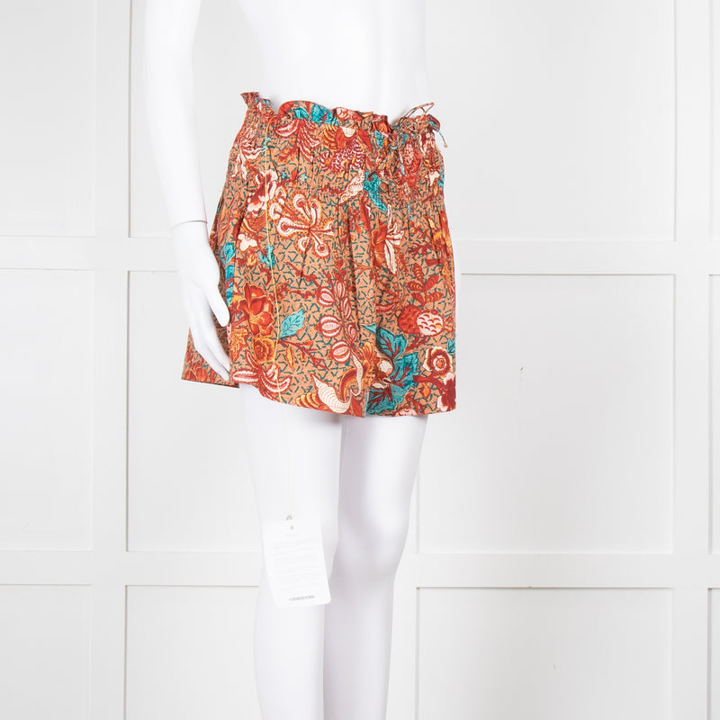Ulla Johnson Rust Blue Floral Cotton Shorts