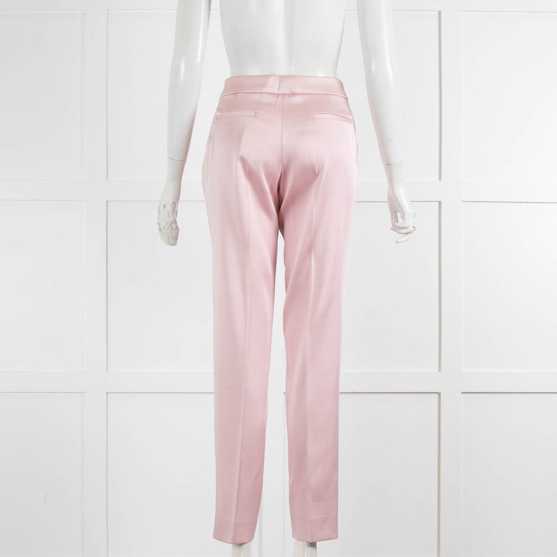 Amanda Wakeley Pink Pearly Satin Straight Leg Trousers