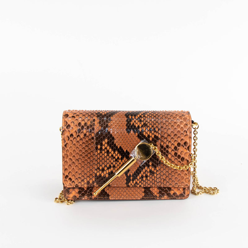 Sophie Hulme Orange Snake Skin Cocktail Stirrer Bag
