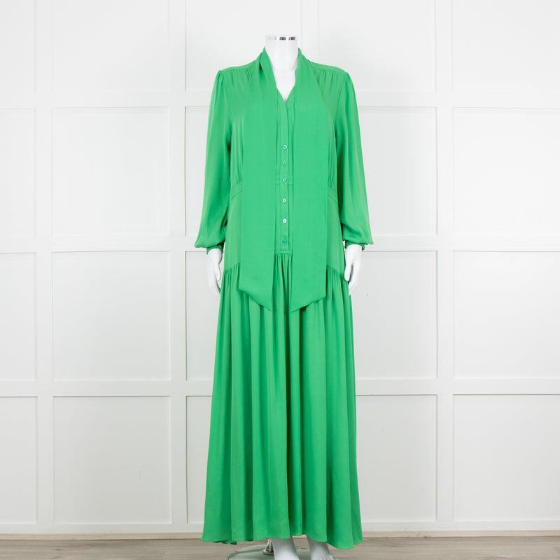 Me + Em Green Long Sleeve Maxi Belted Dress