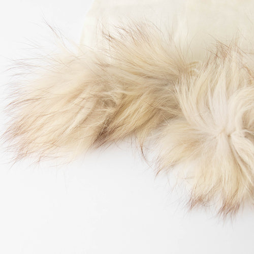 Hayley Menzies Cream 100% Cashmere Scarf With Fur PomPom