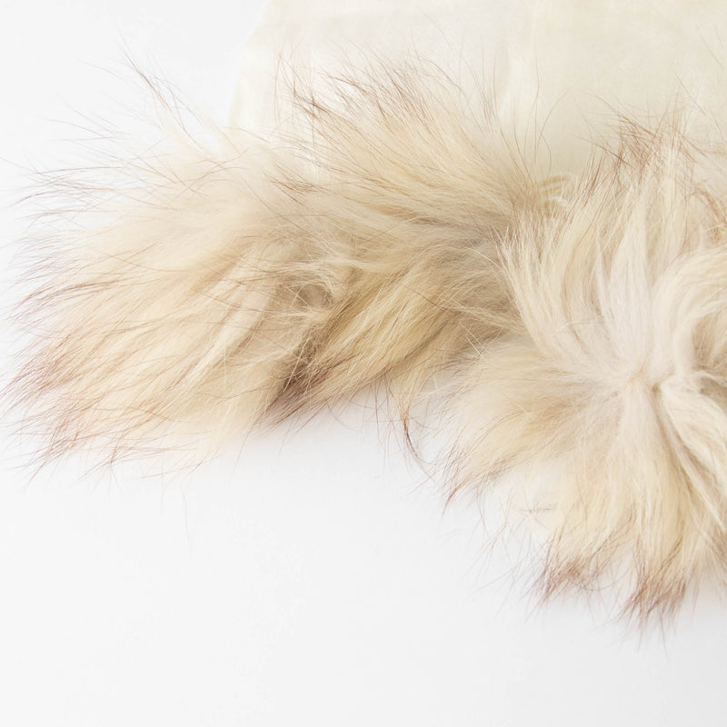 Hayley Menzies Cream 100% Cashmere Scarf With Fur PomPom