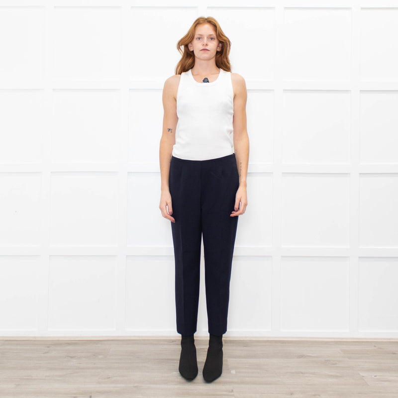 Peserico Navy Blue Cigarette Trousers