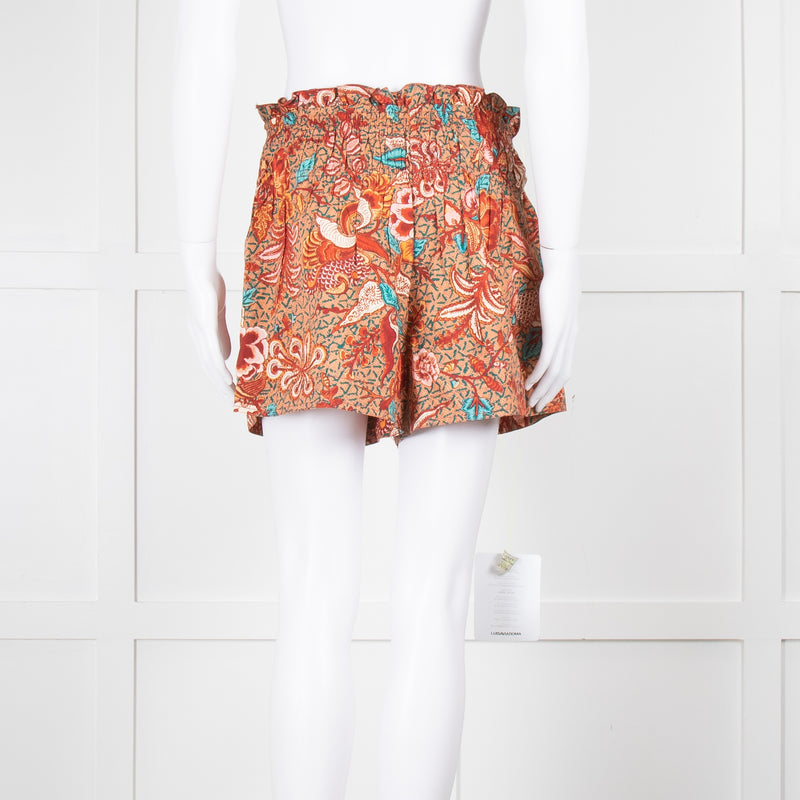 Ulla Johnson Rust Blue Floral Cotton Shorts