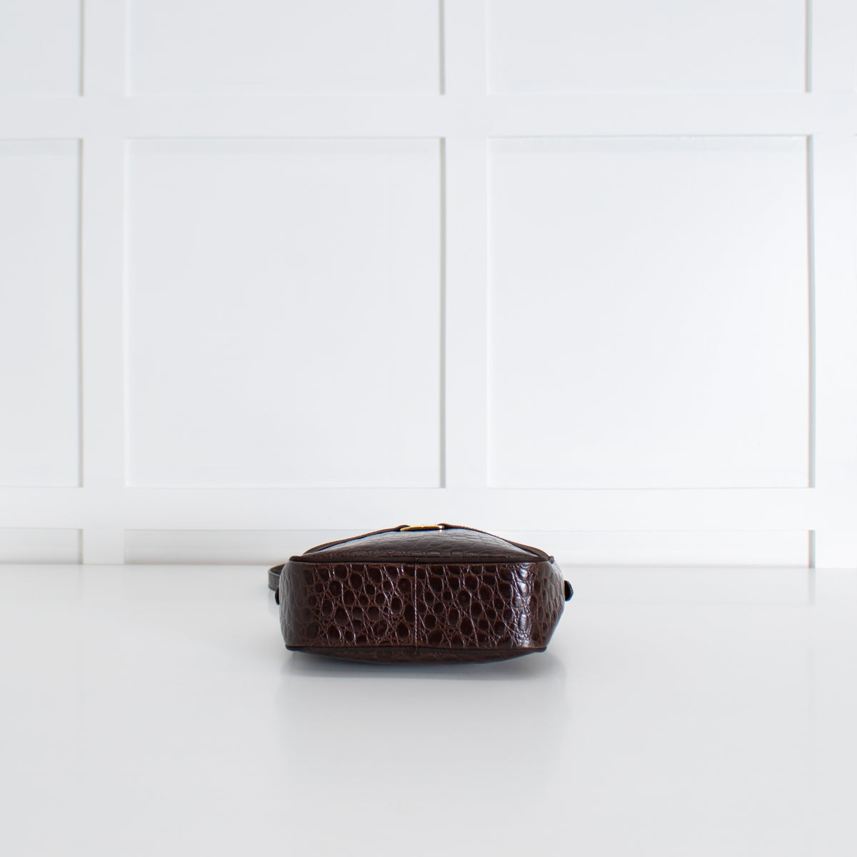 Salvatore Ferragamo Brown Croc Vintage Shoulder Bag