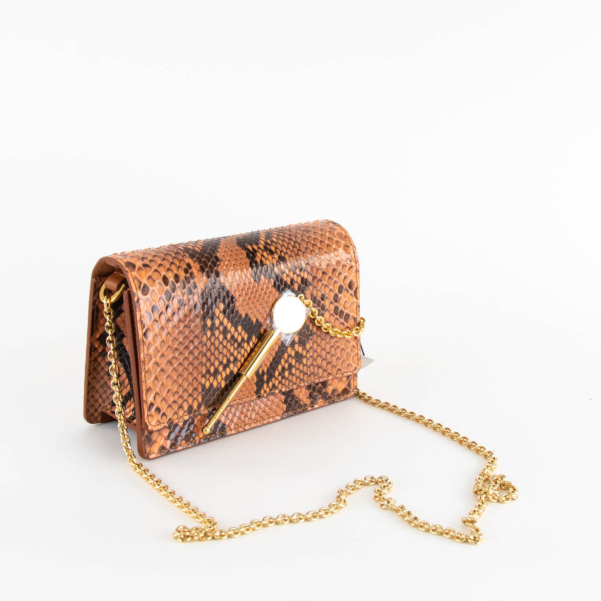 Sophie Hulme Orange Snake Skin Cocktail Stirrer Bag