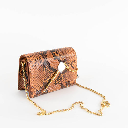 Sophie Hulme Orange Snake Skin Cocktail Stirrer Bag