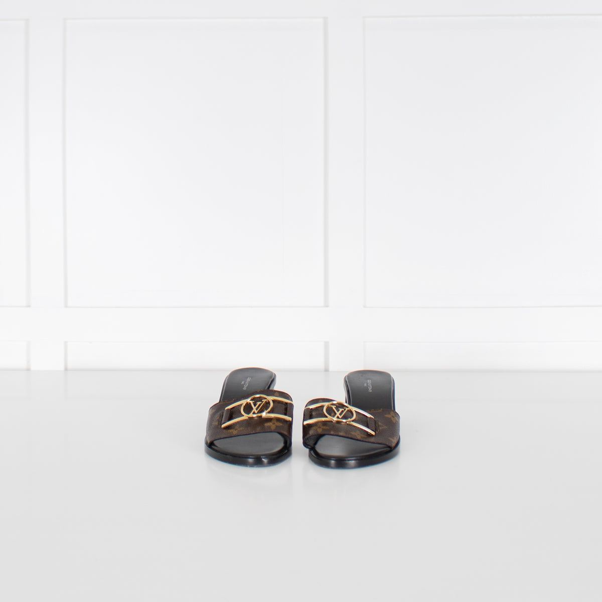 Louis Vuitton Brown Monogram Lock It Heeled Mules