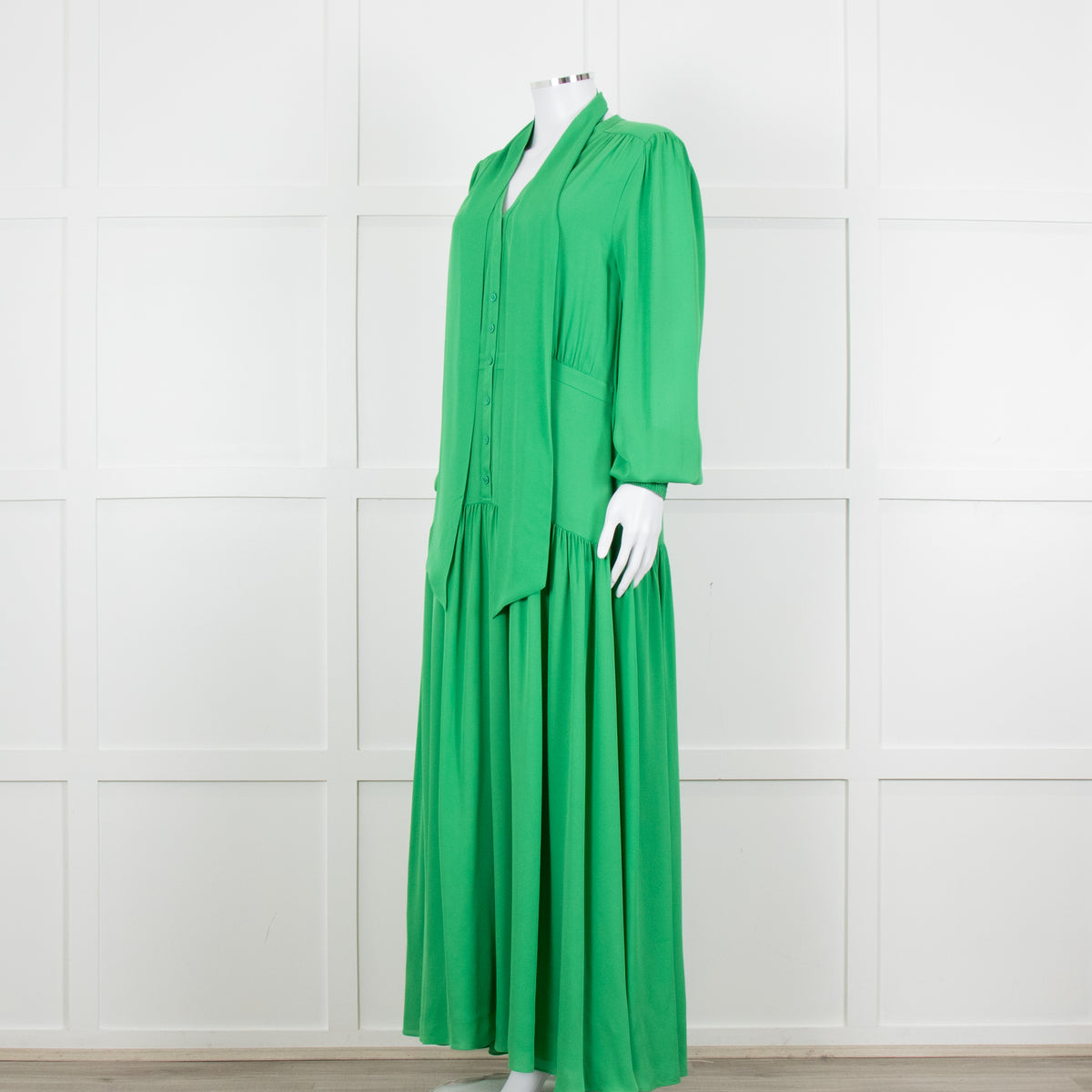 Me + Em Green Long Sleeve Maxi Belted Dress