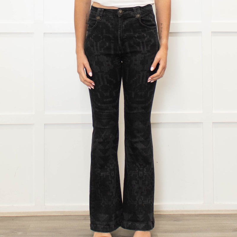 Hayley Menzies Grey Patterned Flared Jeans