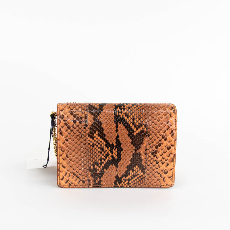 Sophie Hulme Orange Snake Skin Cocktail Stirrer Bag