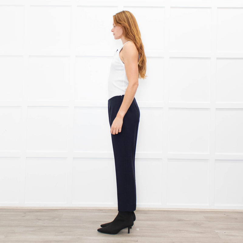 Peserico Navy Blue Cigarette Trousers