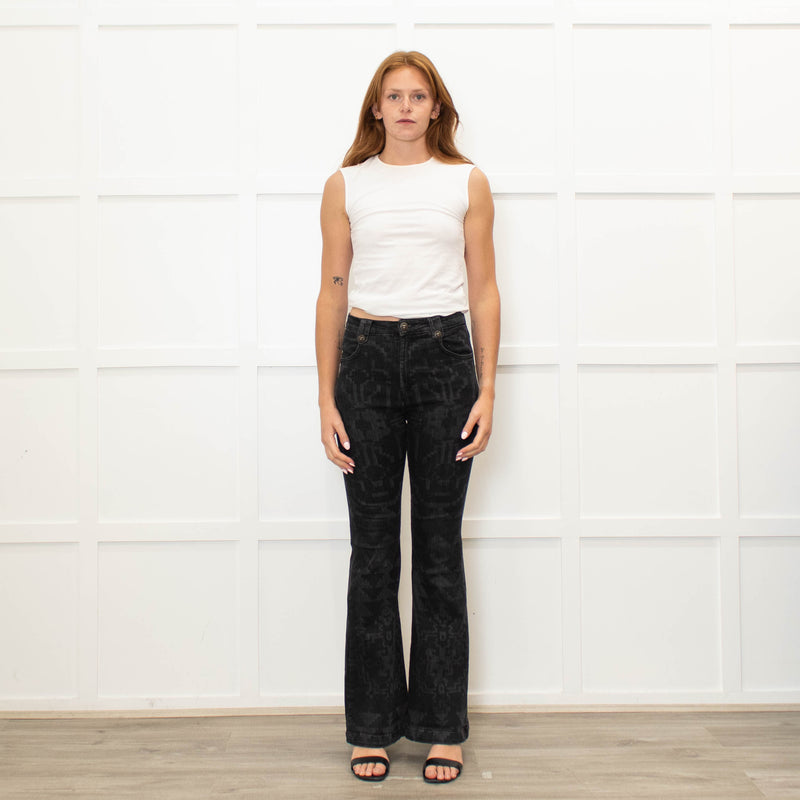Hayley Menzies Grey Patterned Flared Jeans