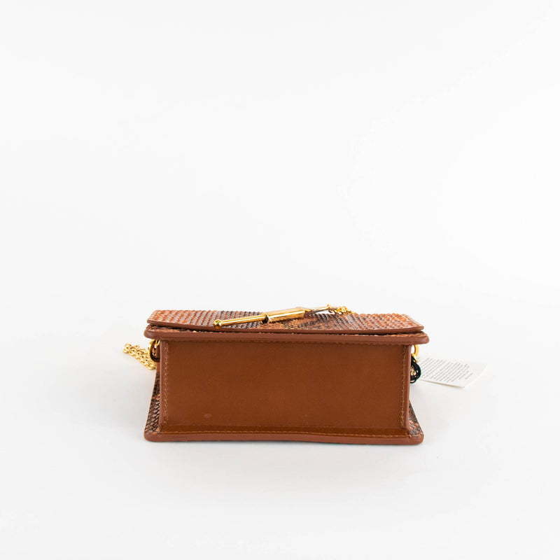 Sophie Hulme Orange Snake Skin Cocktail Stirrer Bag
