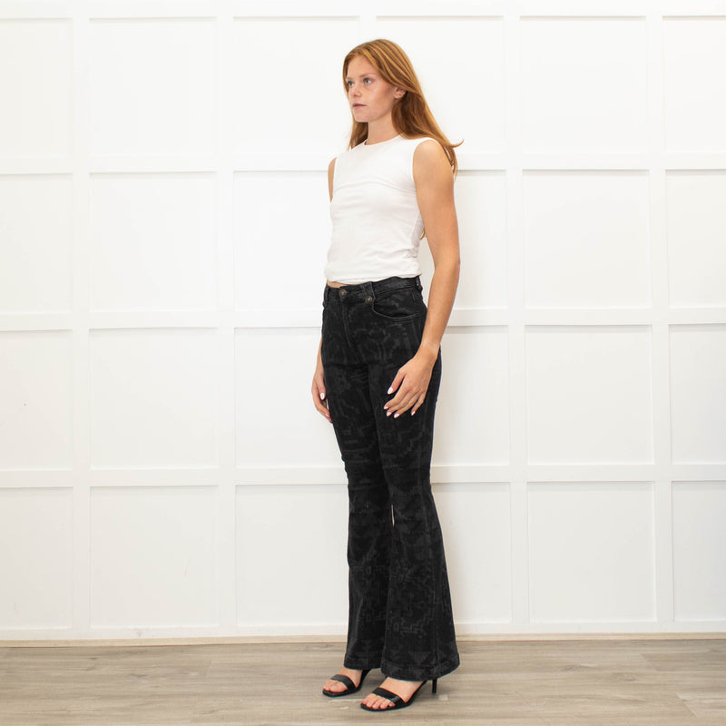 Hayley Menzies Grey Patterned Flared Jeans