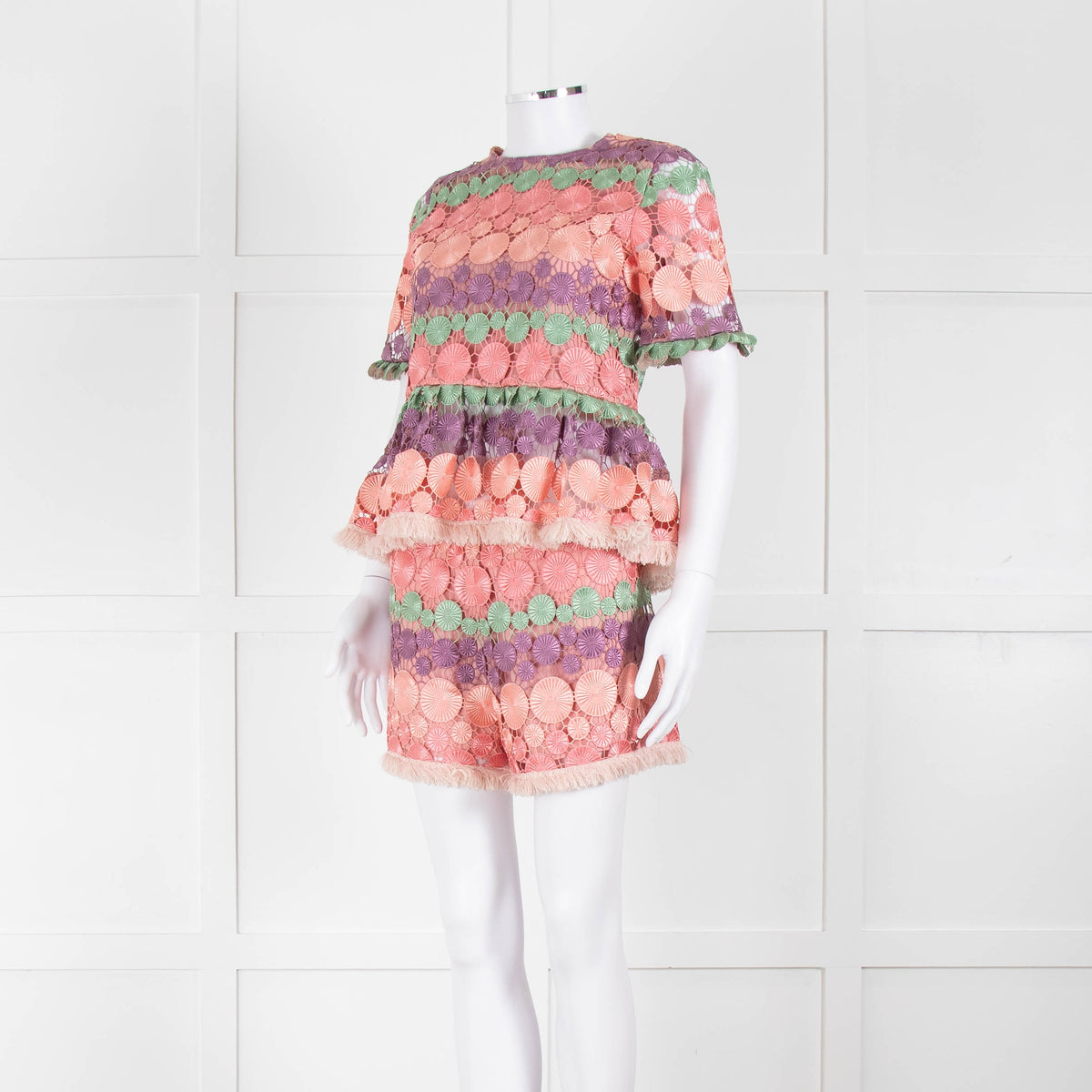 Alexis Pastel Pink Cut Out Shorts With Pink Trim Hem