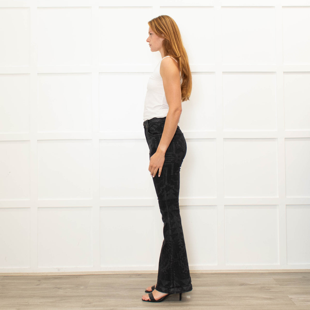 Hayley Menzies Grey Patterned Flared Jeans