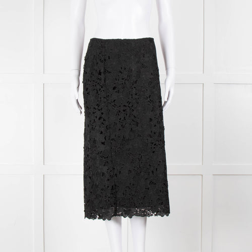 Ba&sh Black Lace Midi Skirt