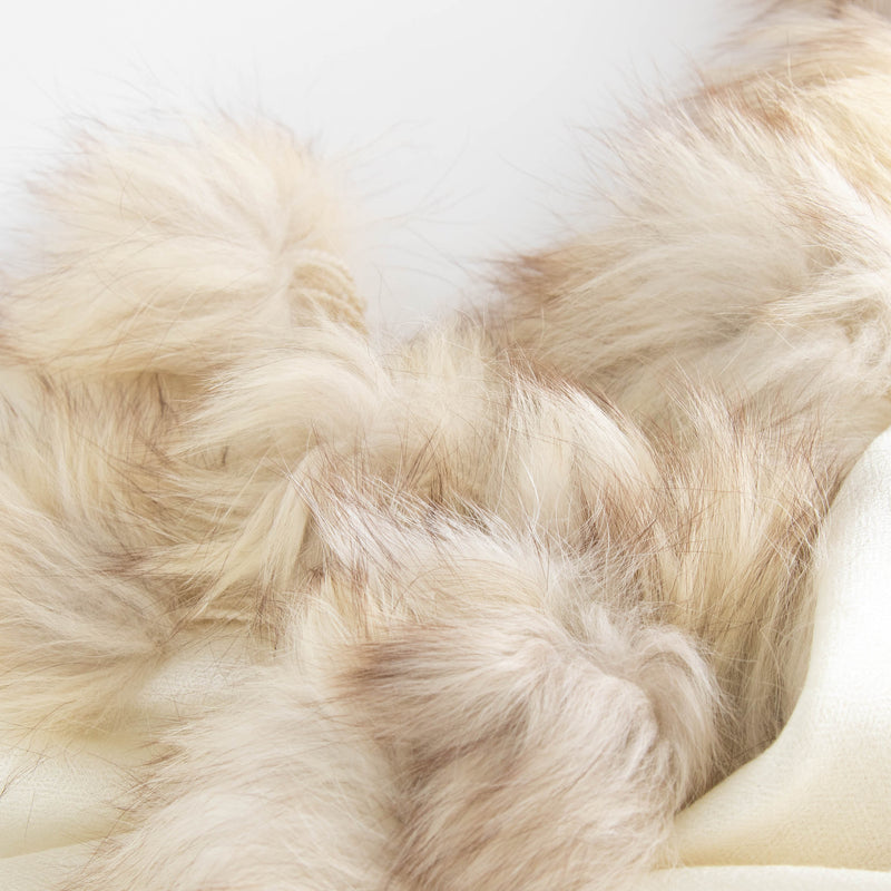 Hayley Menzies Cream 100% Cashmere Scarf With Fur PomPom