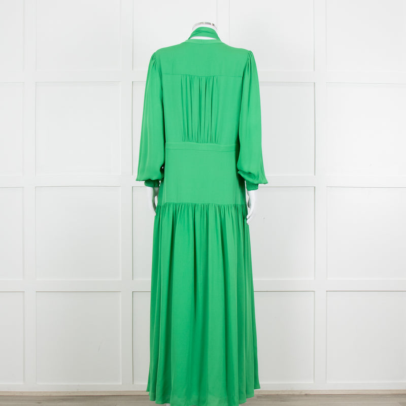 Me + Em Green Long Sleeve Maxi Belted Dress