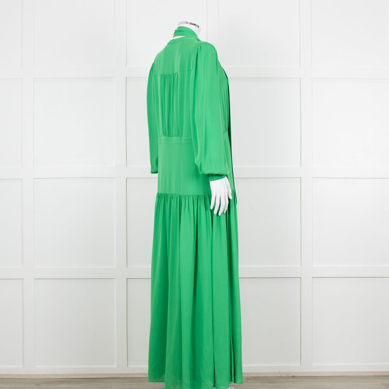 Me + Em Green Long Sleeve Maxi Belted Dress