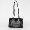 Fendi Black Leather Trim Mesh Logo Tote Bag