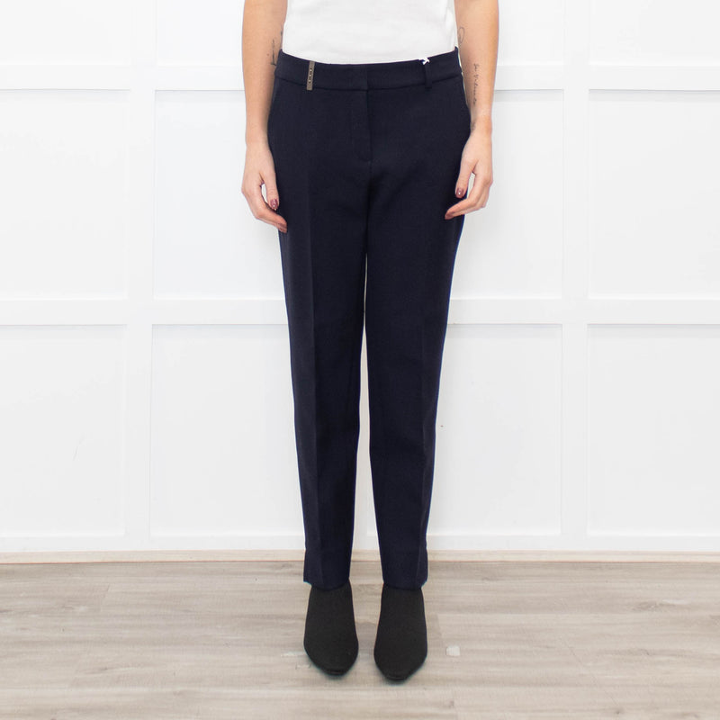 Peserico Navy Blue Tailored Trousers