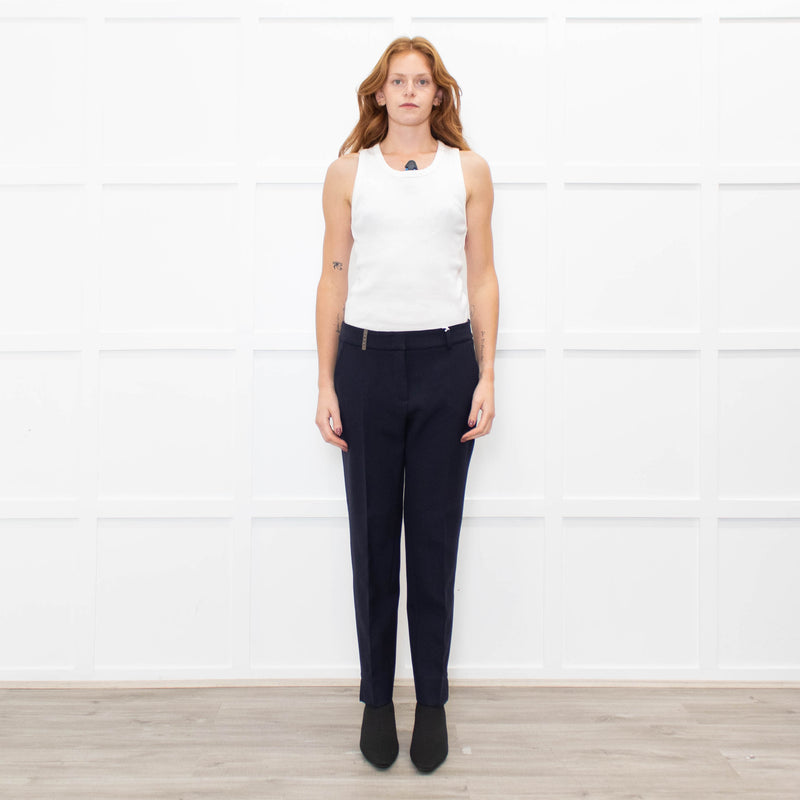 Peserico Navy Blue Tailored Trousers