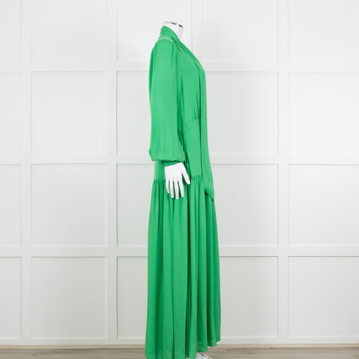 Me + Em Green Long Sleeve Maxi Belted Dress