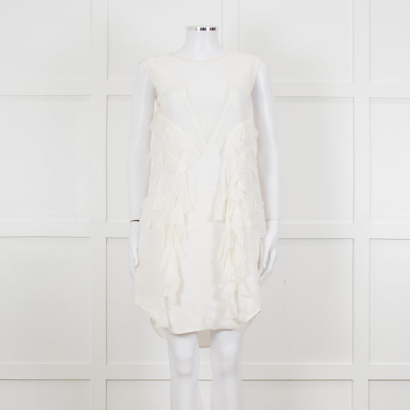 Isabel Marant Cream Sleeveless Mesh And Ruffled Dress