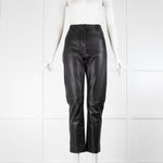 Toteme Black Leather Straight Trousers