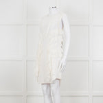 Isabel Marant Cream Sleeveless Mesh And Ruffled Dress