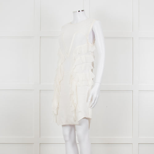 Isabel Marant Cream Sleeveless Mesh And Ruffled Dress