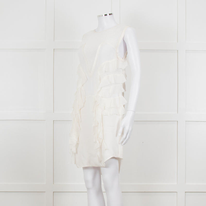 Isabel Marant Cream Sleeveless Mesh And Ruffled Dress