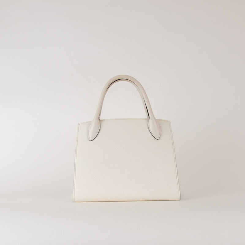 Prada White Saffiano Top Handle With Detachable Long Strap