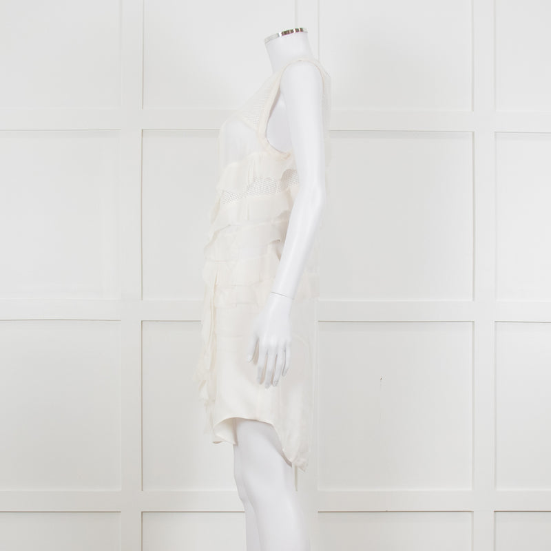 Isabel Marant Cream Sleeveless Mesh And Ruffled Dress