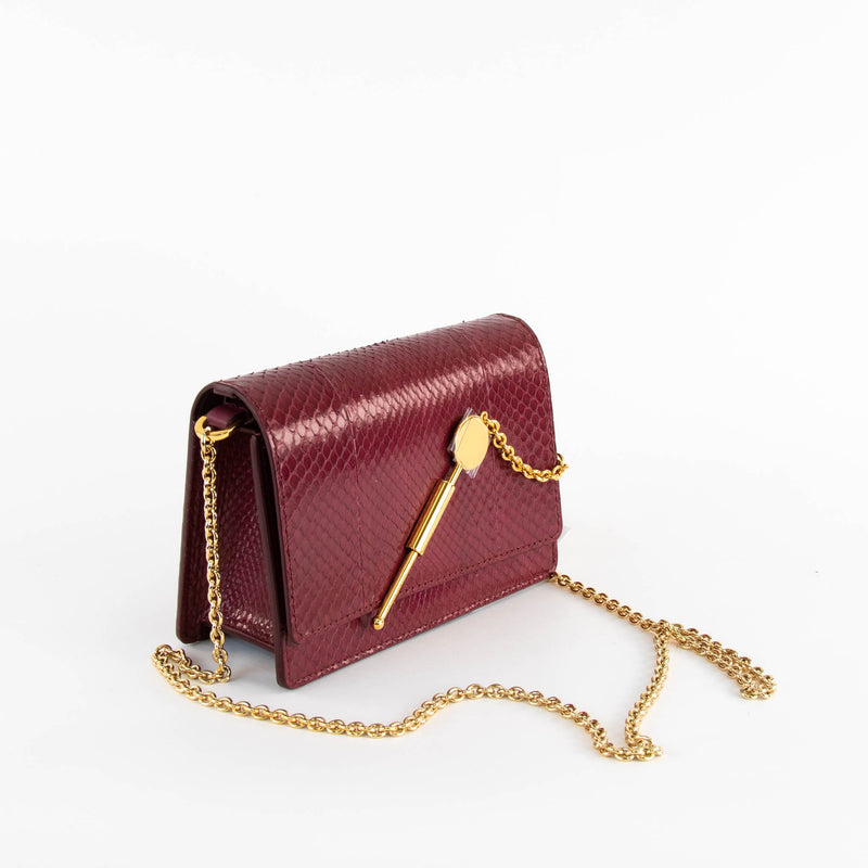 Sophie Hulme Burgundy Snake Micro Cocktail Stirrer Bag