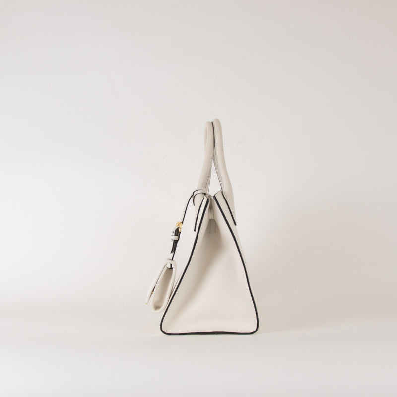 Prada White Saffiano Top Handle With Detachable Long Strap
