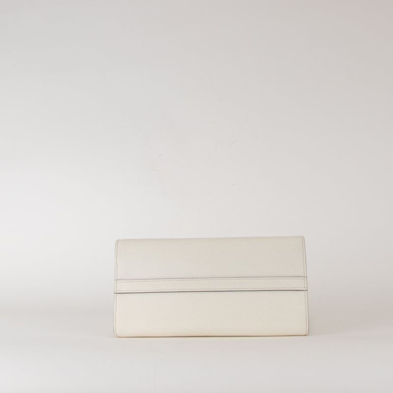 Prada White Saffiano Top Handle With Detachable Long Strap