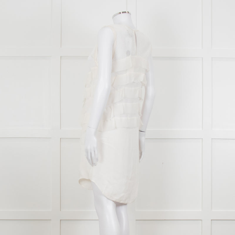 Isabel Marant Cream Sleeveless Mesh And Ruffled Dress