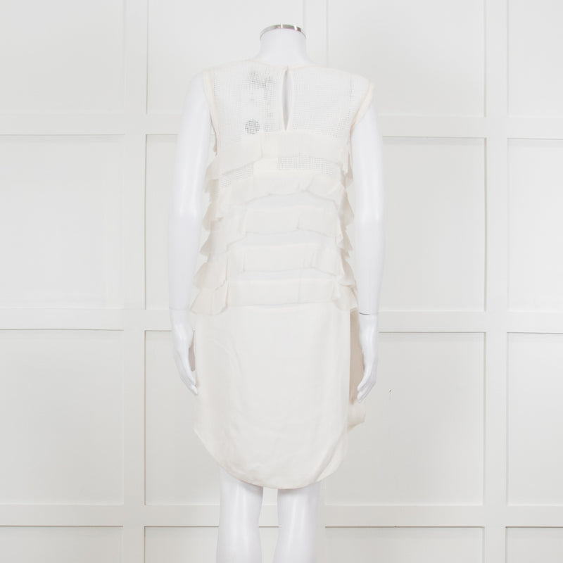Isabel Marant Cream Sleeveless Mesh And Ruffled Dress