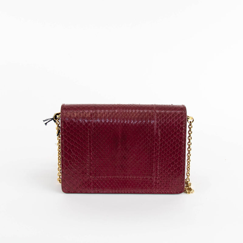 Sophie Hulme Burgundy Snake Micro Cocktail Stirrer Bag