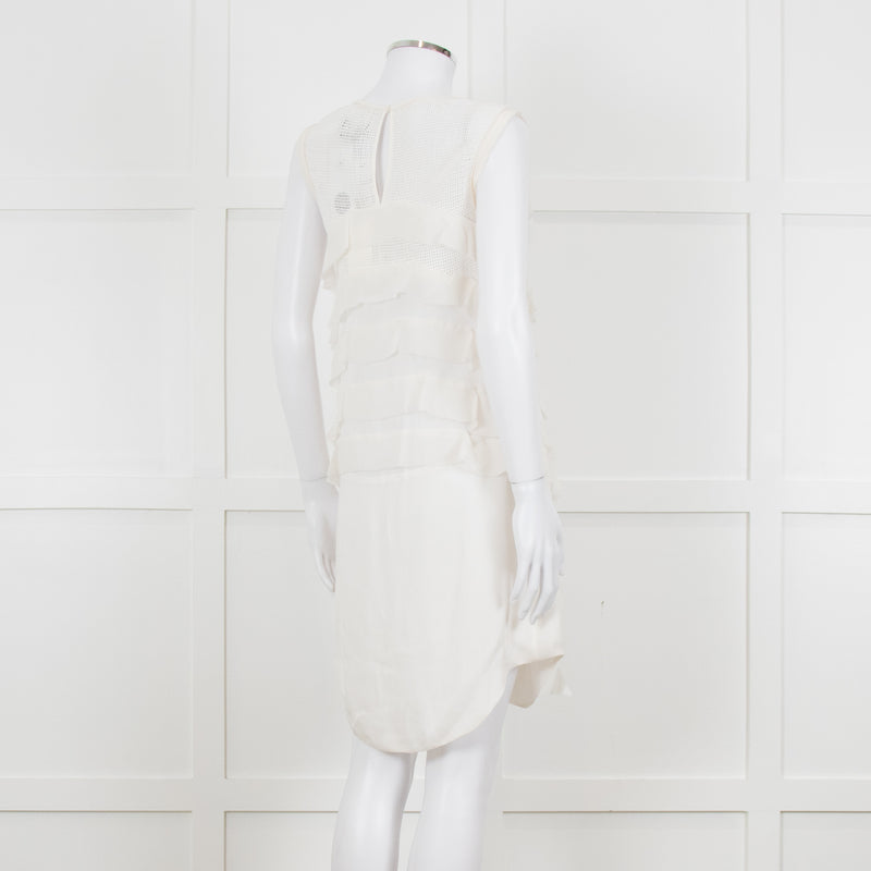 Isabel Marant Cream Sleeveless Mesh And Ruffled Dress